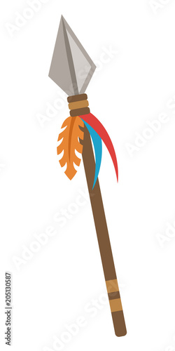 Ancient spear isolated on white background