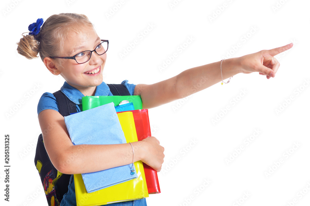 Cute schoolgirl with backpack Cute schoolgirl with backpack