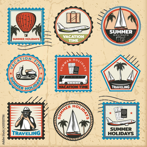 Vintage Colored Traveling Marks Set