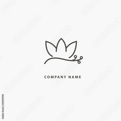 Lotos logo. Wedding icon. Luxury retro emblem. Cosmetics, Spa, Beauty salon, Decoration, Boutique vector logo.