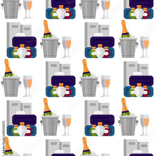 Hotel personal professional service objects executive help hostel tools seamless pattern background vector illustration.