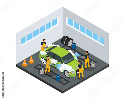 Isometric Carwash Service Concept