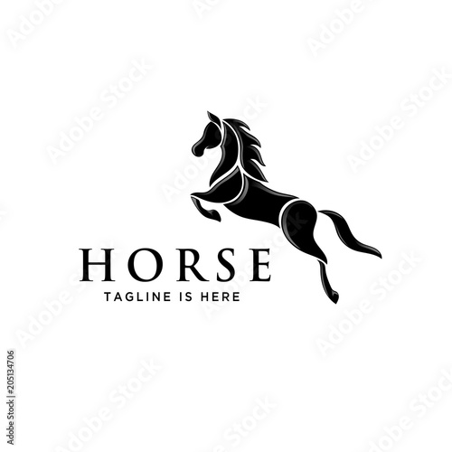 section art elegant jumping horse style logo