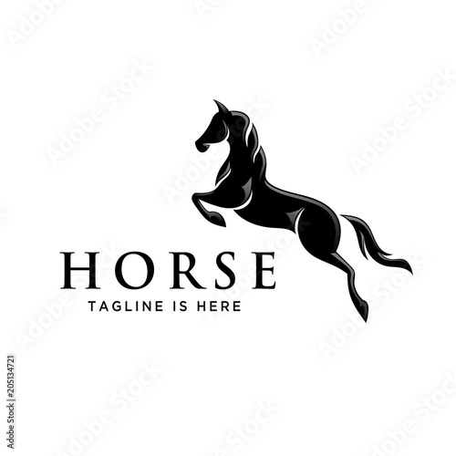 elegant jumping horse style logo