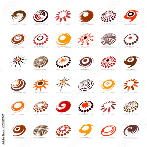 Design elements set. Abstract icons in warm colors.