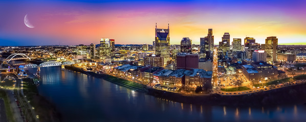Nashville skyline with moon