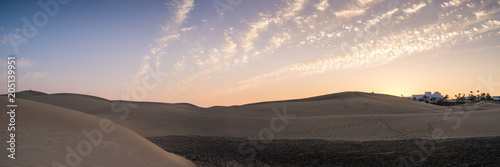 D  nen in Maspalomas auf der Kanarischen Insel Gran Canaria im Sonnenuntergang