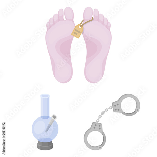 Drug addiction and attributes cartoon icons in set collection for design. Addict and Drug vector symbol stock web illustration.