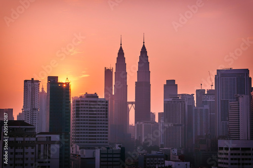 Beautiful sunrise landscape of aerial Kuala Lumpur skyline, Malaysia © Alexey Pelikh