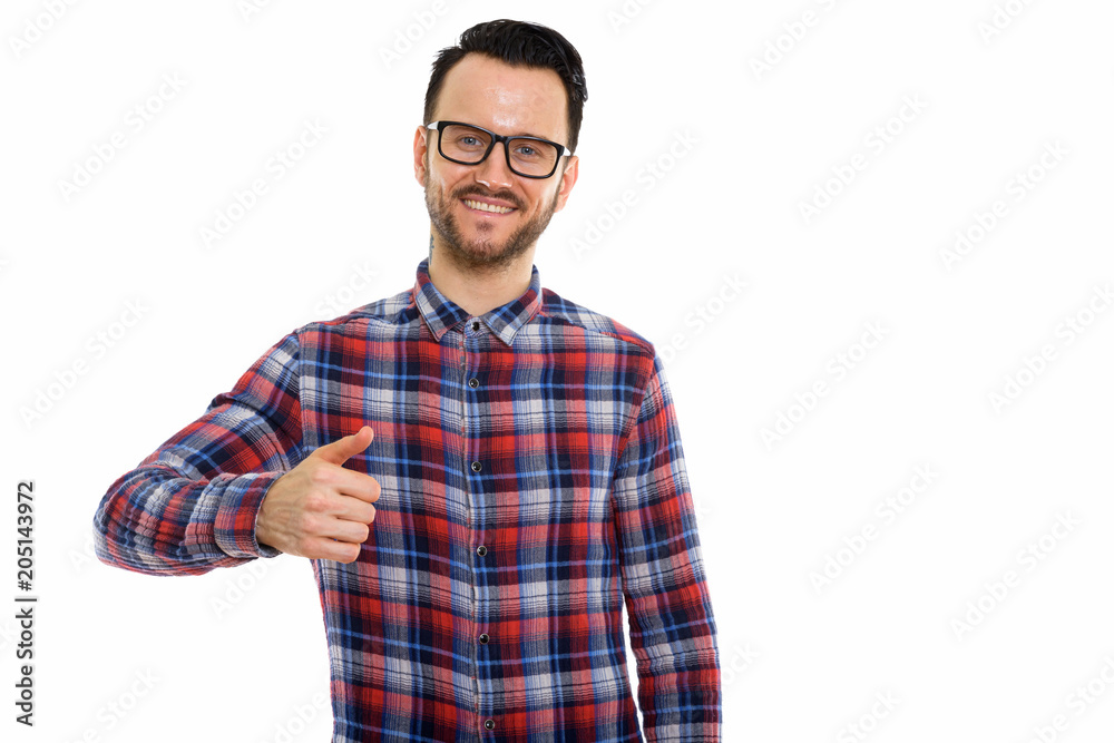 Young handsome bearded man construction worker Young handsome bearded man construction worker