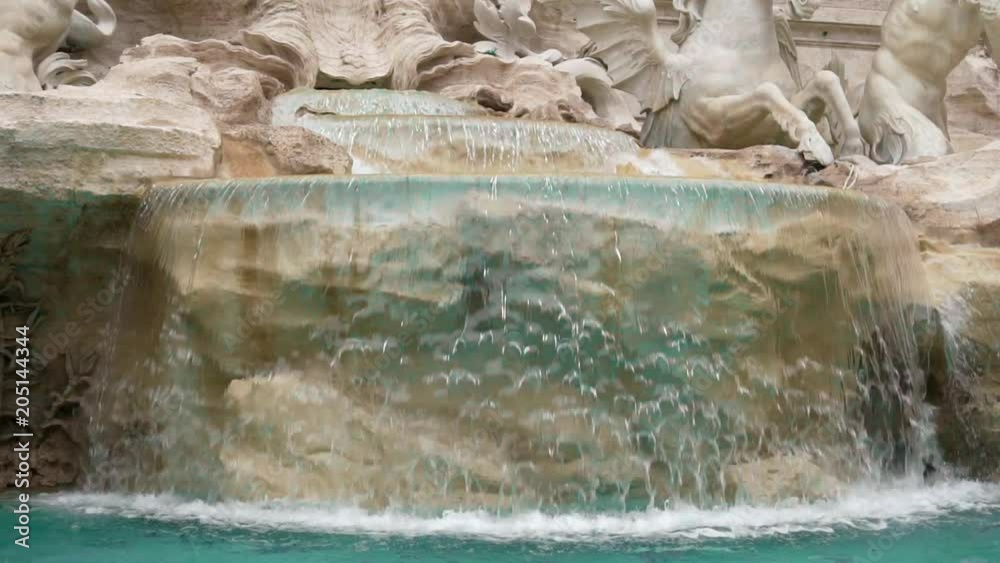 Fountain di Trevi in Rome, Italy. Close up, Static shot. Slow Motion Fountain di Trevi in Rome, Italy. Close up, Static shot. Slow Motion