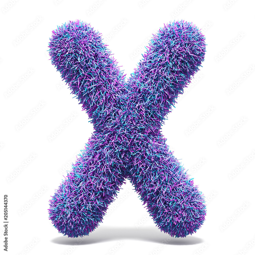 Purple faux fur LETTER X 3D illustration Purple faux fur LETTER X 3D illustration