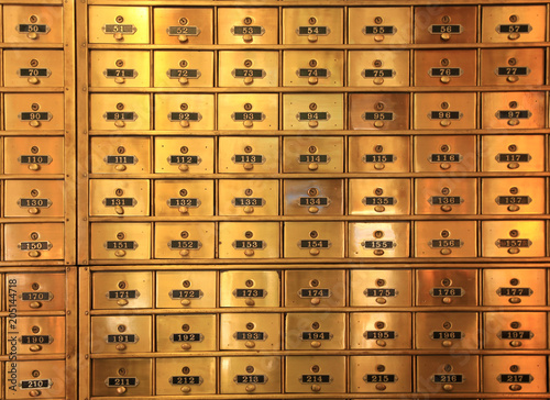 Antique Brass Postal Mail Boxes or Bank Safe Deposit Boxes