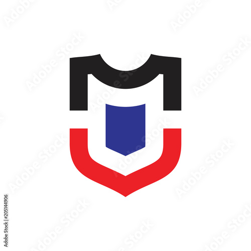 MU, MV letter shield logo