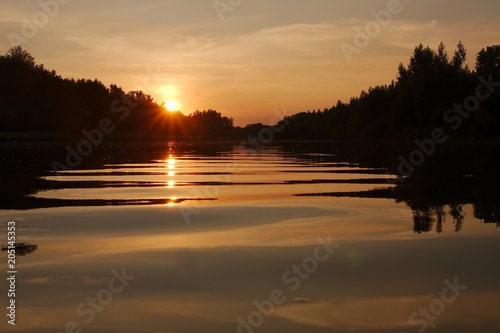 Sunset over a river