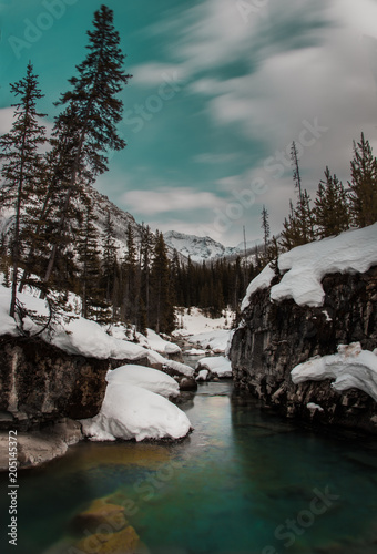 Mountain Canada Beautiful Snowy Landscape River Scene