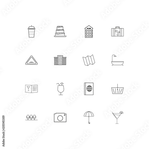 Travel And Tourism linear thin icons set. Outlined simple vector icons