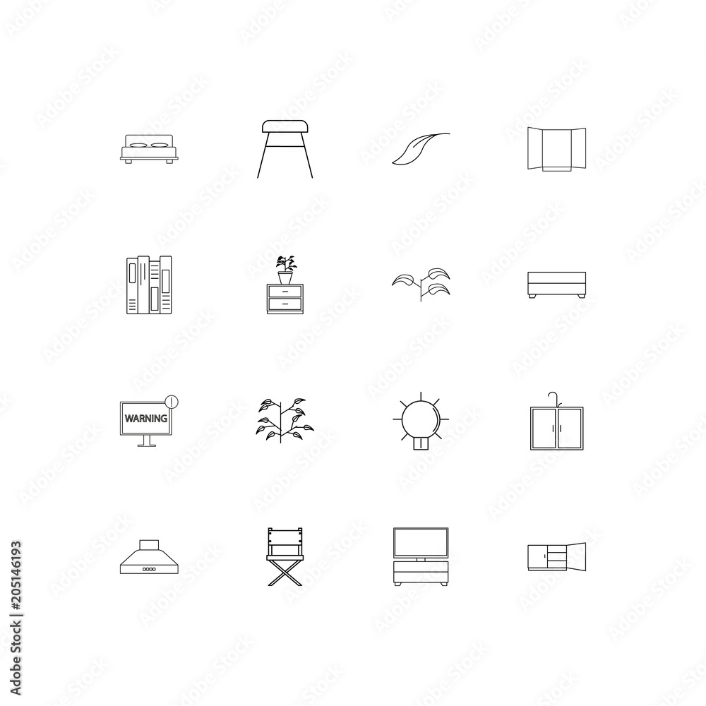 Furniture And Home Accents linear thin icons set. Outlined simple vector icons Furniture And Home Accents linear thin icons set. Outlined simple vector icons