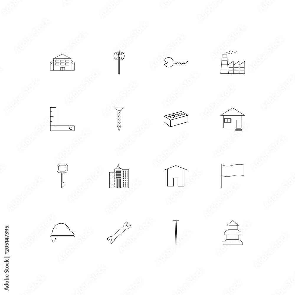 Buildings And Constructions linear thin icons set. Outlined simple vector icons Buildings And Constructions linear thin icons set. Outlined simple vector icons