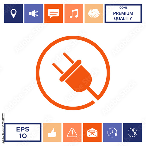 Plug in round icon