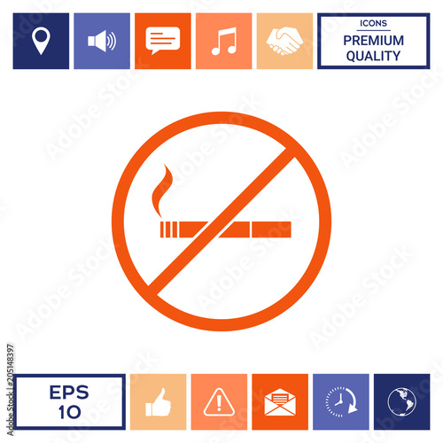 No smoking, smoking ban icon. Cigarette - prohibiting sign