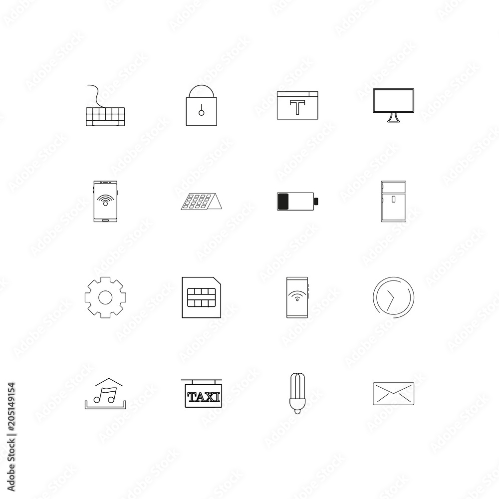 Devices linear thin icons set. Outlined simple vector icons Devices linear thin icons set. Outlined simple vector icons