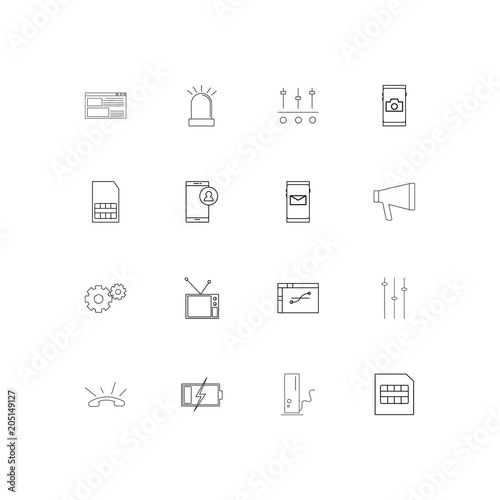 Devices linear thin icons set. Outlined simple vector icons