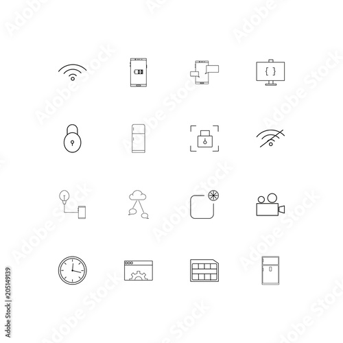 Devices linear thin icons set. Outlined simple vector icons