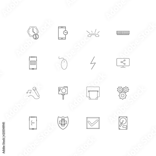 Devices linear thin icons set. Outlined simple vector icons