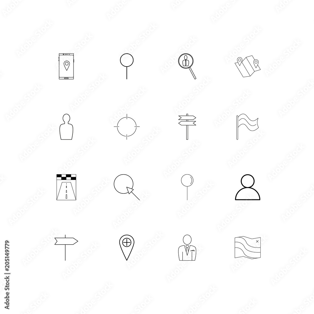Maps And Navigation linear thin icons set. Outlined simple vector icons