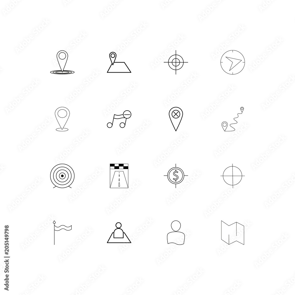 Maps And Navigation linear thin icons set. Outlined simple vector icons Maps And Navigation linear thin icons set. Outlined simple vector icons