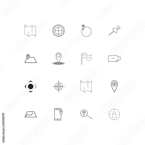 Fototapeta Naklejka Na Ścianę i Meble -  Maps And Navigation linear thin icons set. Outlined simple vector icons