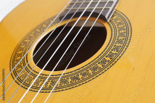 Close-up of classical guitar strings