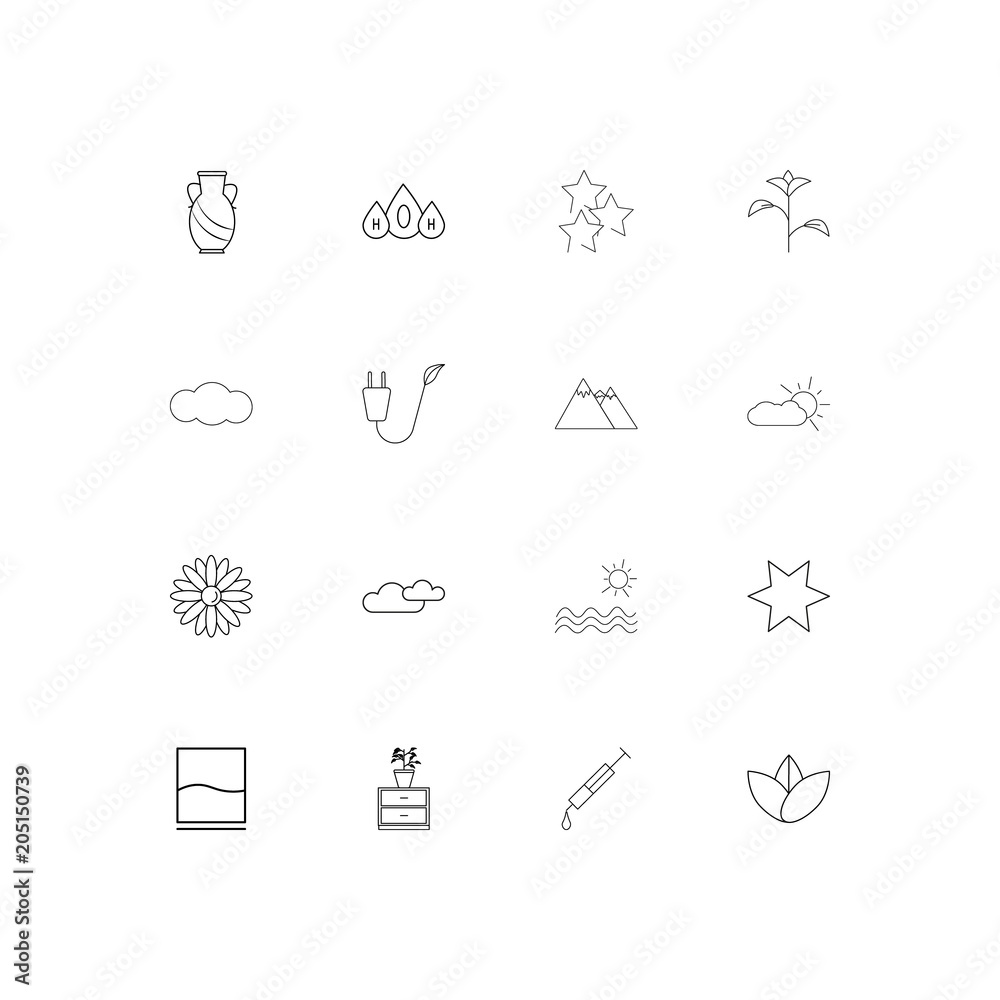 Nature linear thin icons set. Outlined simple vector icons