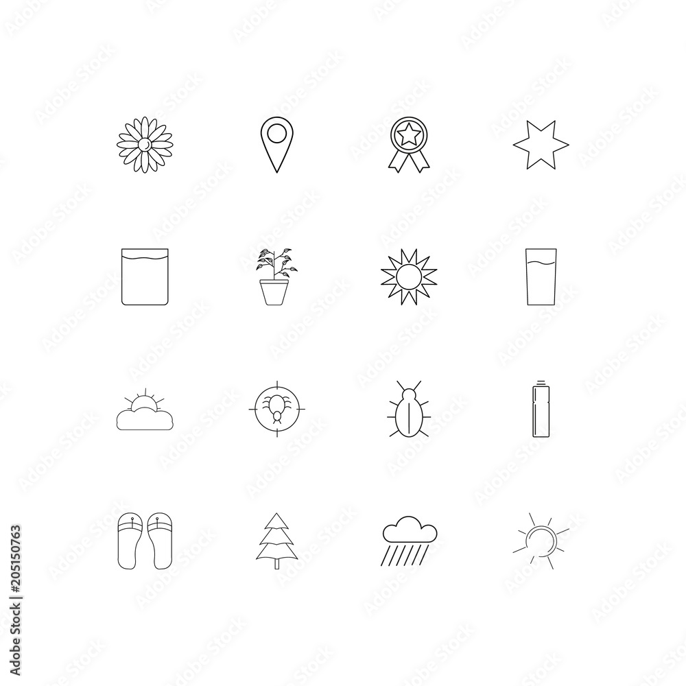 Nature linear thin icons set. Outlined simple vector icons