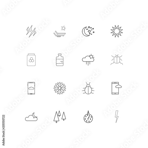 Nature linear thin icons set. Outlined simple vector icons