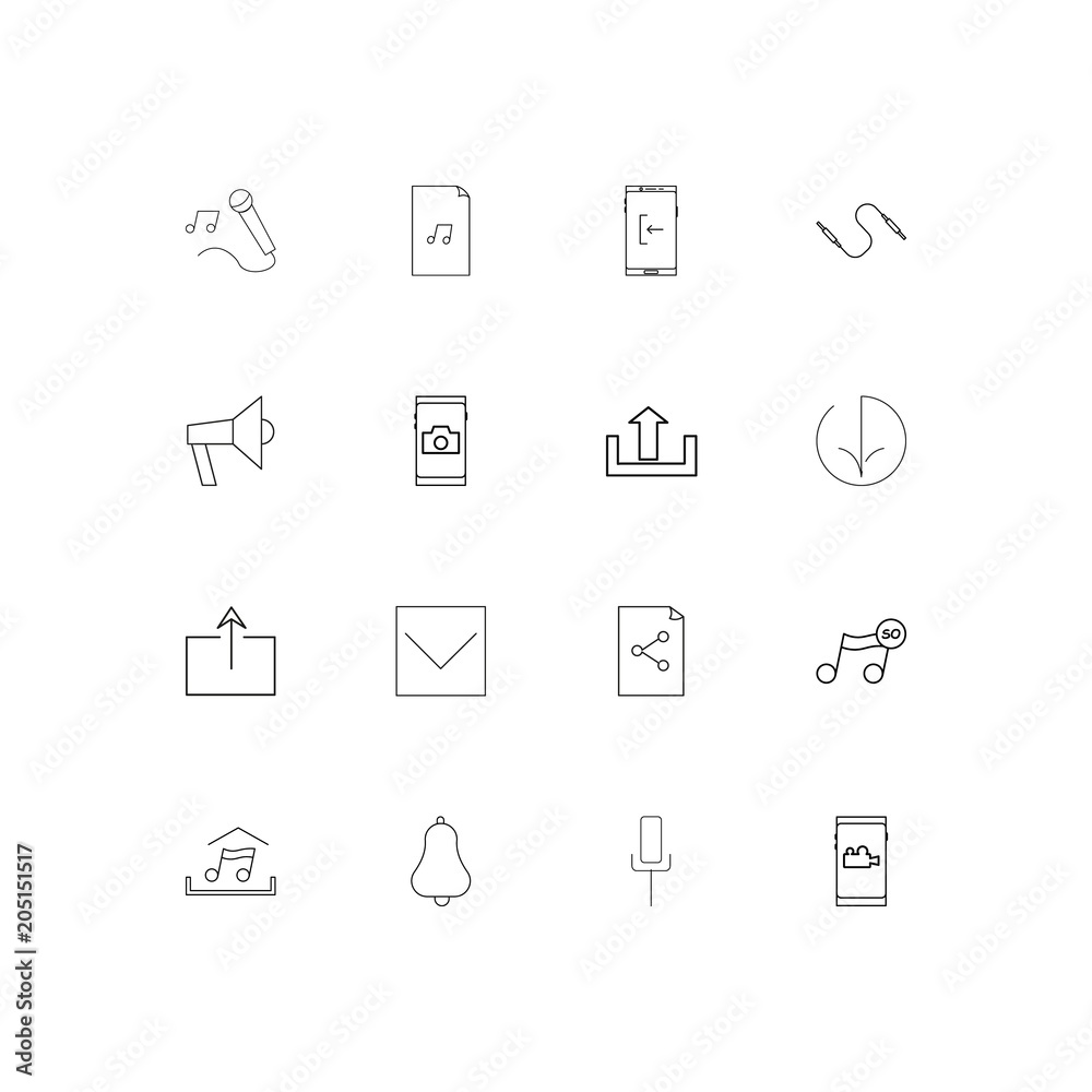 Music linear thin icons set. Outlined simple vector icons Music linear thin icons set. Outlined simple vector icons