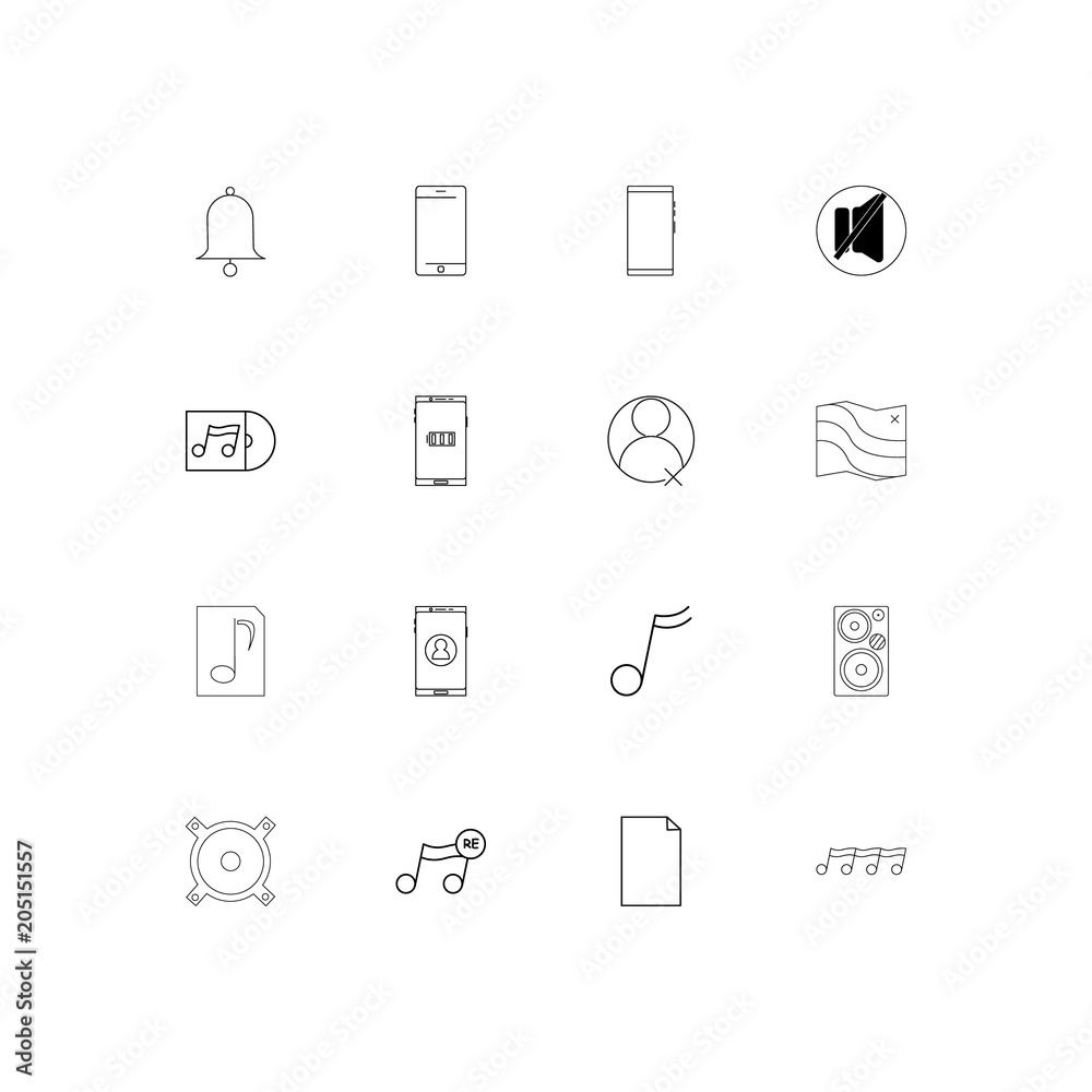 Music linear thin icons set. Outlined simple vector icons Music linear thin icons set. Outlined simple vector icons