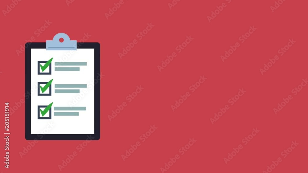 Checklist on clipboard over red background High Definition colorful animation scenes