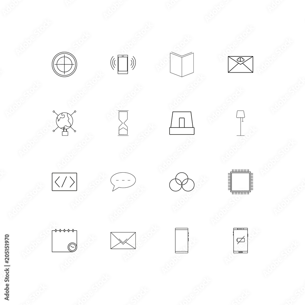 Internet Technologies linear thin icons set. Outlined simple vector icons