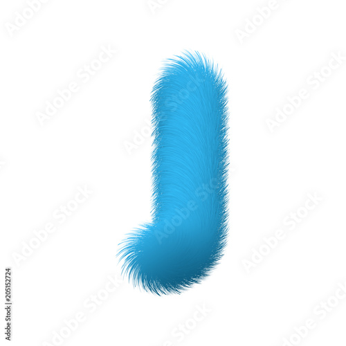 High Quality 3D Shaggy Letter J on White Background . Isolated Vector Element 