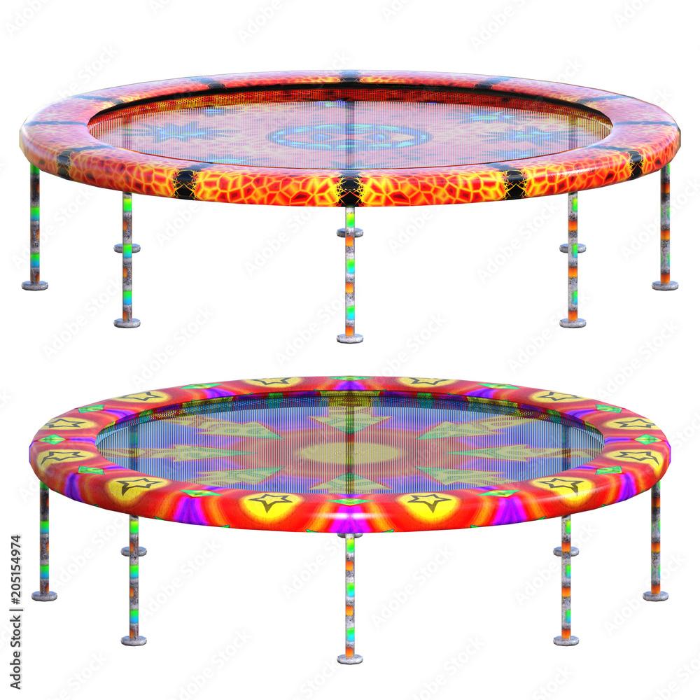 Circus Trampoline isolated on white, 3d render Stock Illustration | Adobe  Stock