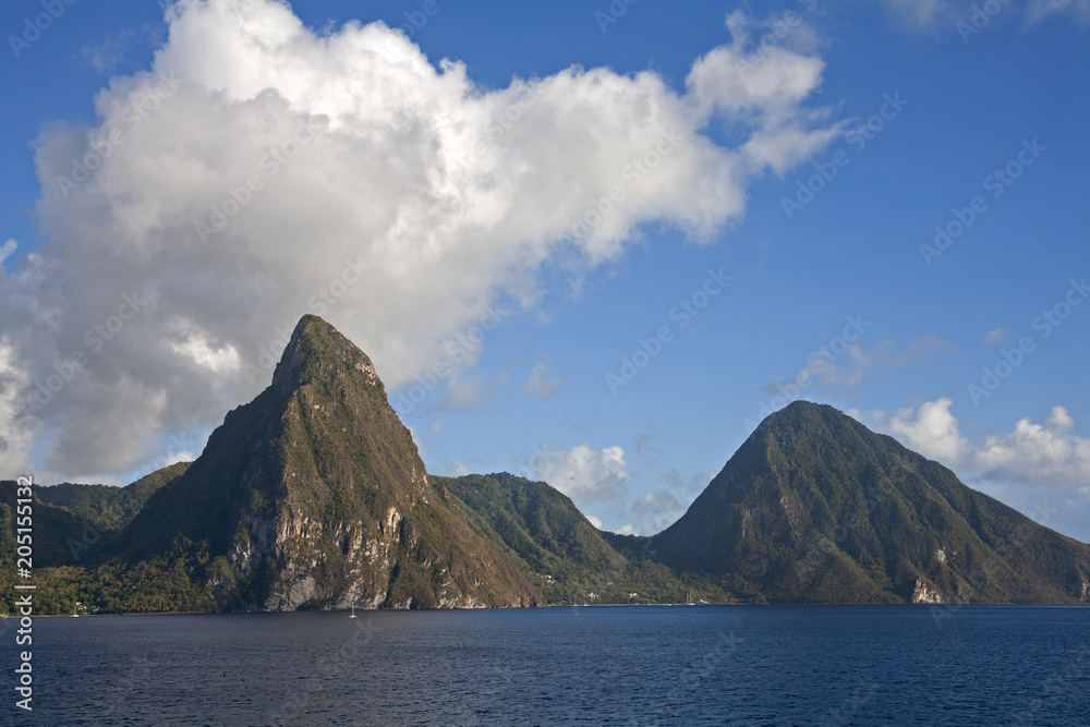 Caribbean mountains and ocean Caribbean mountains and ocean