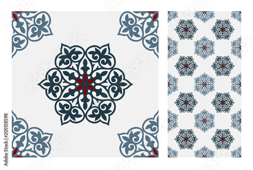 vintage tiles patterns antique seamless design in Vector illustratio