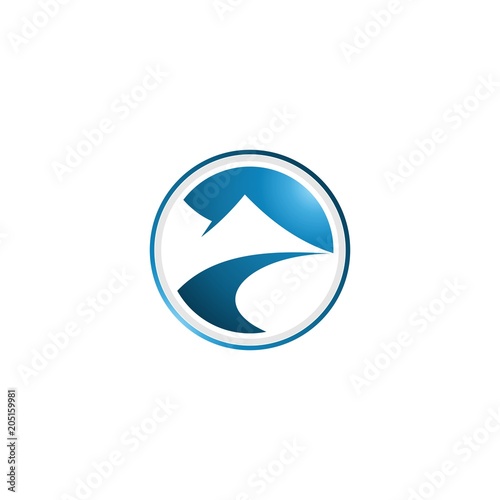 Mountain Blue Circle Creative Logo Design Template