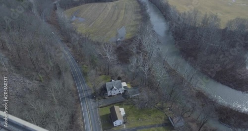 Aerial view of Tunkhannock Viaduct in Pennsylvania with a dolly in photo