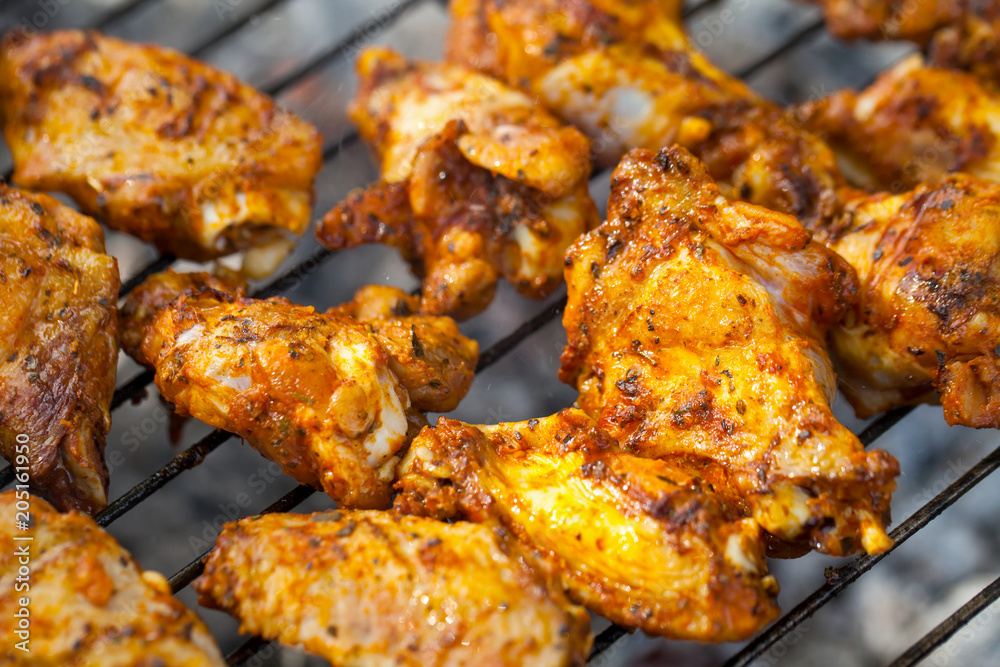 Summer barbeque - grilled chicken wings