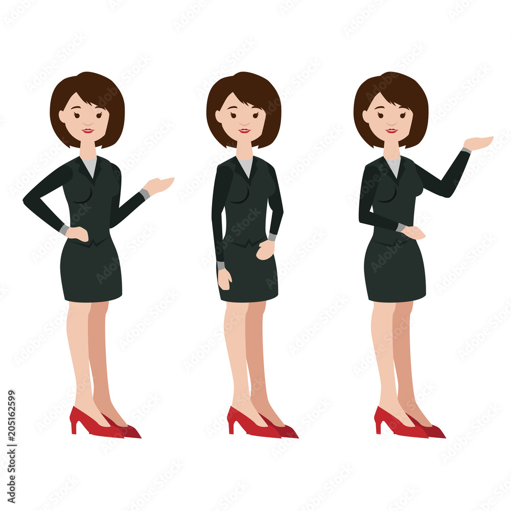 Business Woman Different Position Business Woman Different Position