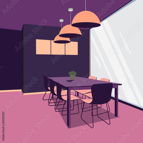 Modern dining room flat design vector illustration