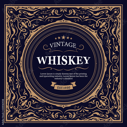 Whiskey Label design retro vector vintage illustration